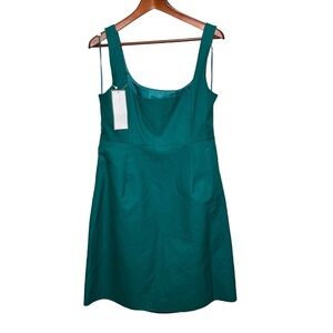 J. Crew Green Square Neck Dress with Pockets No Belt Size 16 NWT